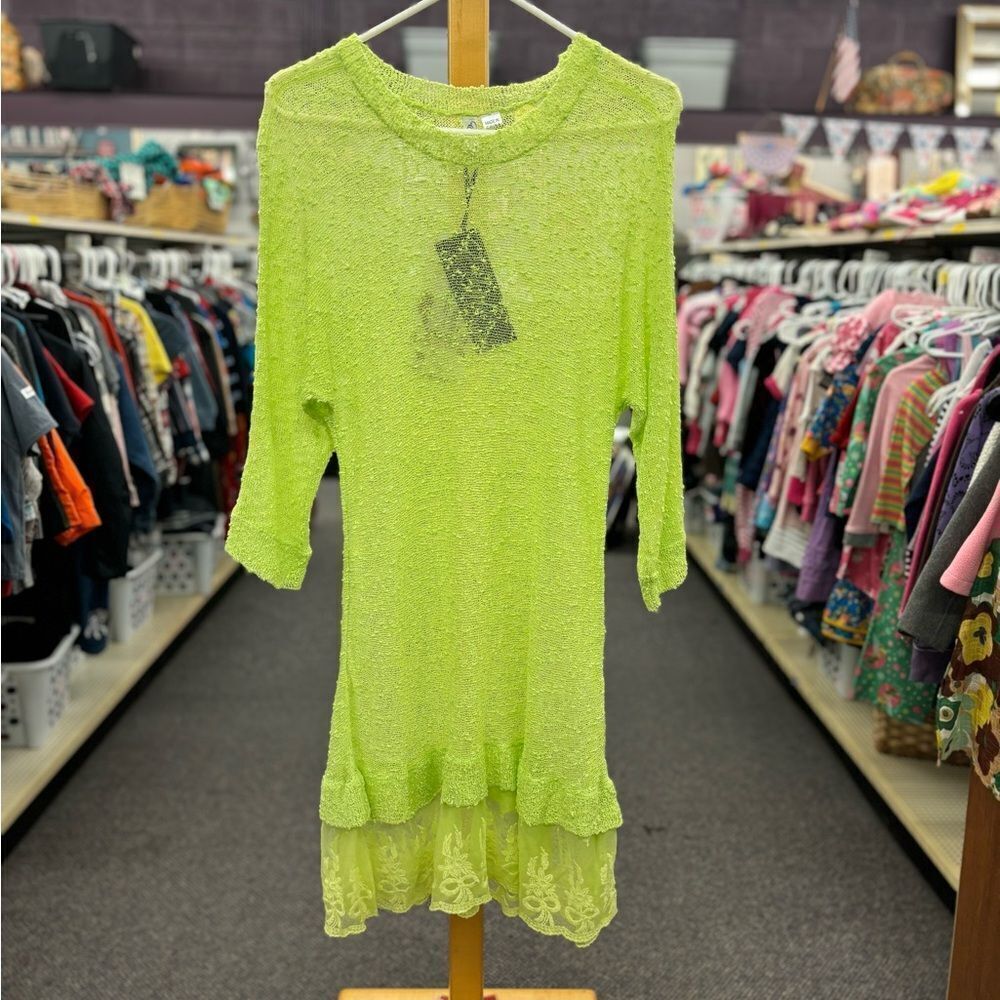 🛍️ Ethyl Ladies Med Green Mesh Dress Coverup NEW